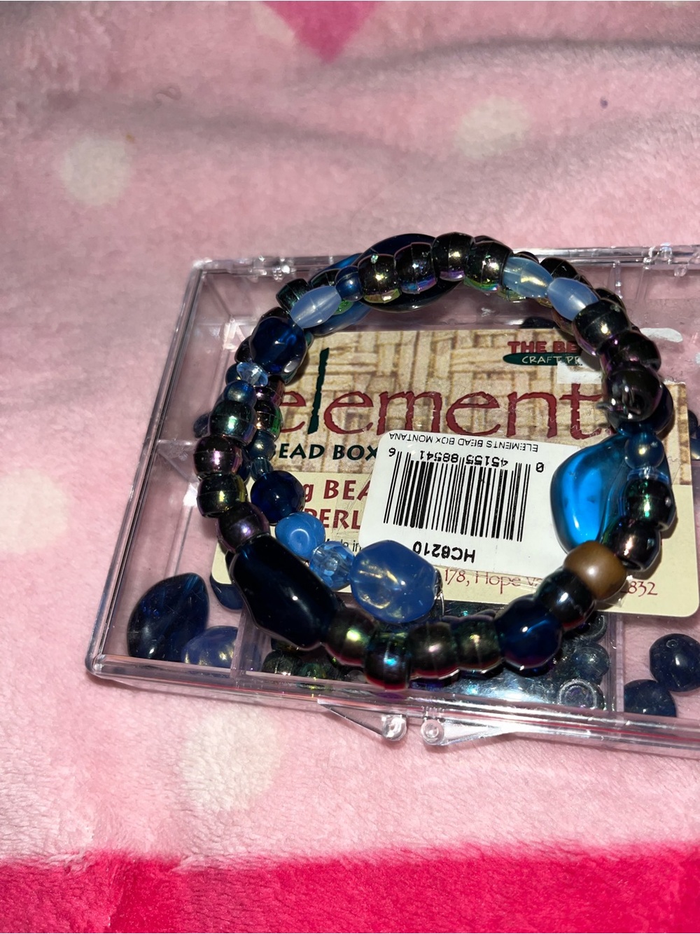 Handmade Blue-Beaded Bracelet some sml glass